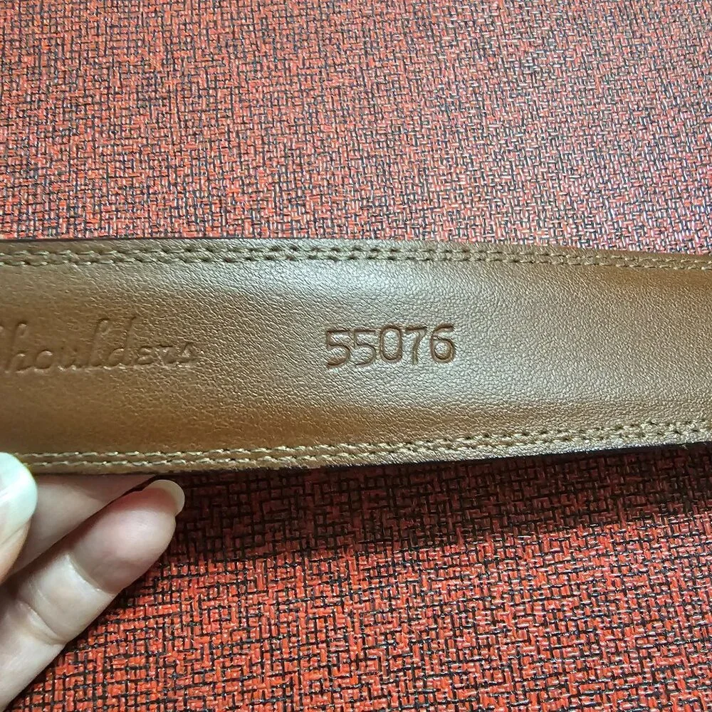 Torino Aniline Kipskin Dress Belt Brown 42 Office Preppy Luxury Removable Buckle
